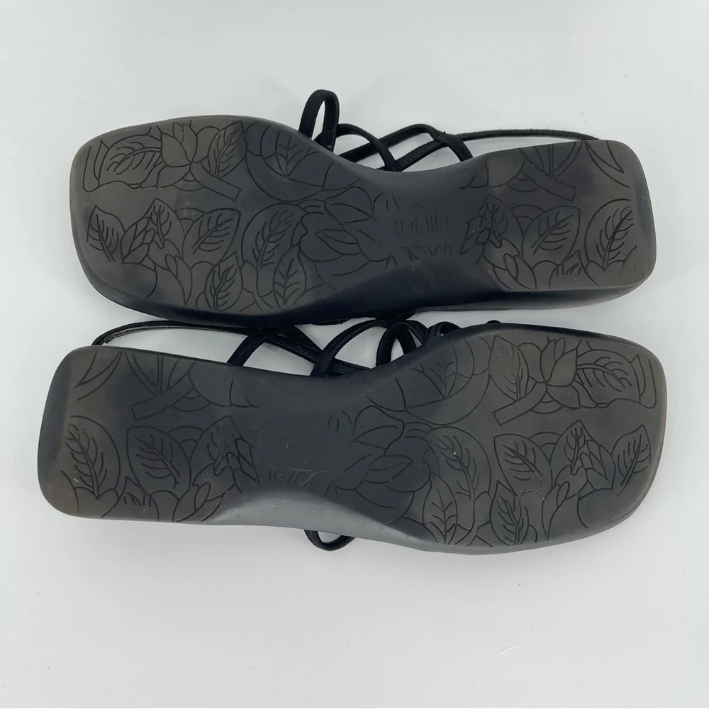 Impo Stretch Bonet Strappy Square Toe Sandal Flats, Black/Silver, Women's 6
